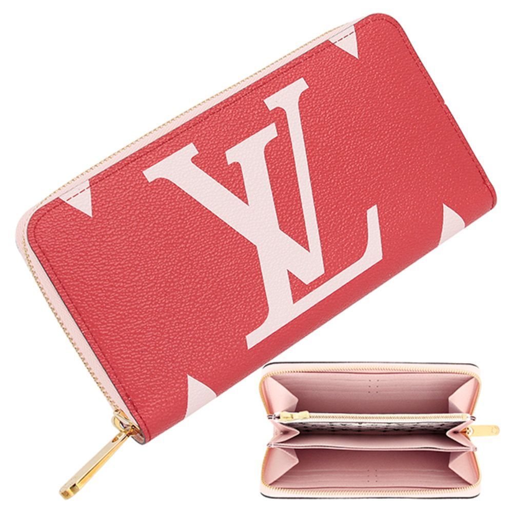 Zippy Wallet Round Zipper Monogram Giant Leather Pink White LV Long Wallet